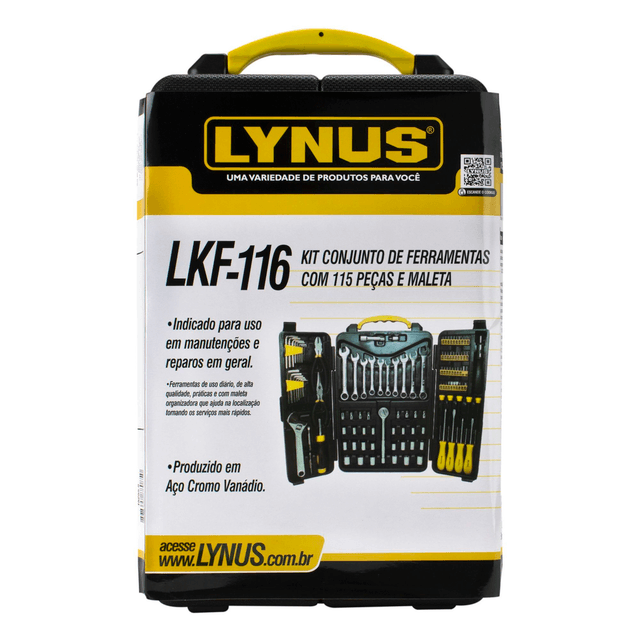 LKF-116 LYNUS KIT FERRAMENTAS 115 PECAS 